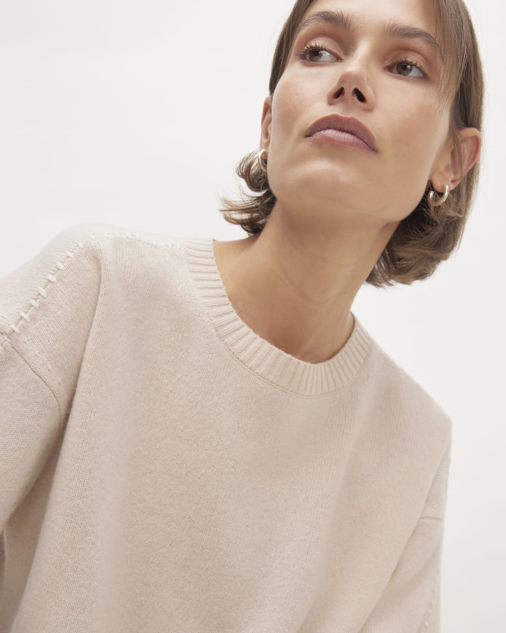 The Good Merino Wool Crewneck Sweater | Buttermilk / White
