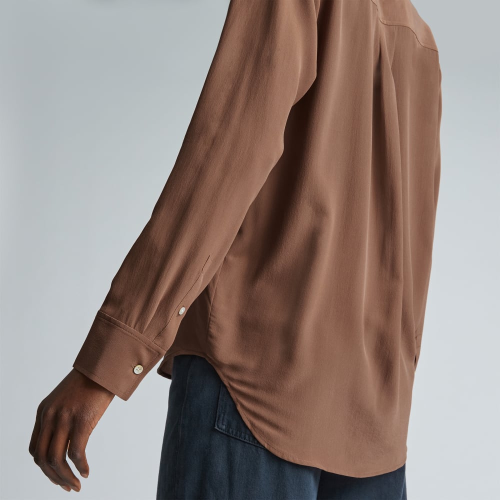 The Must-Have Shirt in Washable Silk | Carob Brown