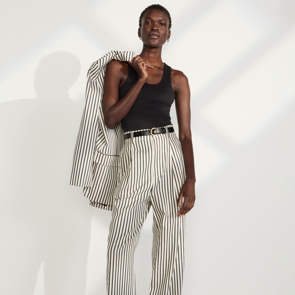 The Draper Pleated Pant in Buttersmooth | Ombre Stripe | 32 Inseam