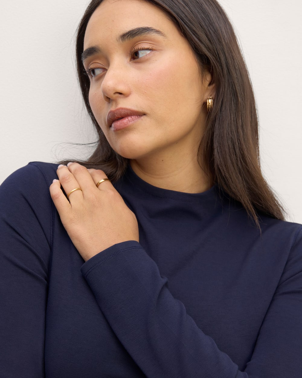 The Form Funnel-Neck Tee | Navy