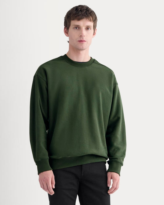 Twill Terry Jacquard Crew Sweatshirt | Dark Forest