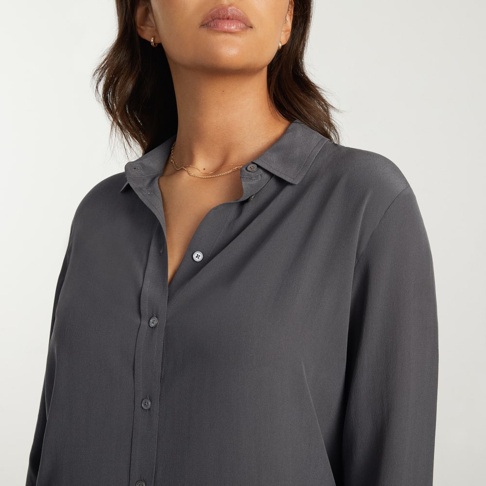 The Must-Have Shirt in Washable Silk | Slate Grey