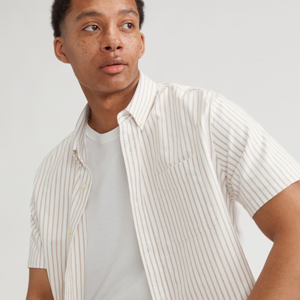 The Organic Short Sleeve Oxford Shirt | Sahara / Off-White