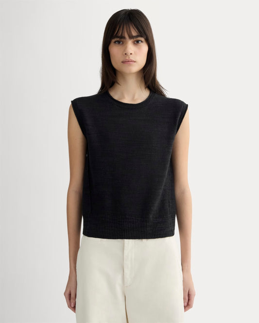 The Muscle Sweater in Cotton Linen | Black