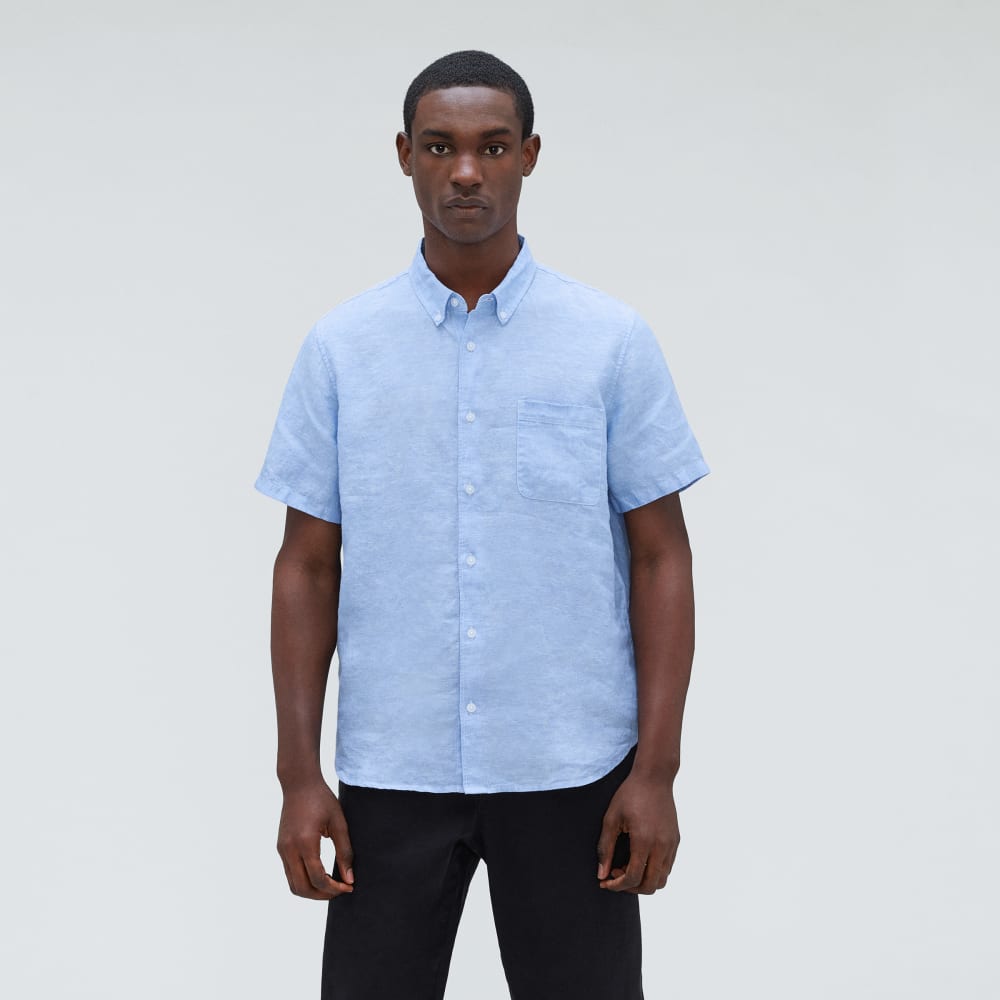 The Classic Short-Sleeve Shirt in Linen | Light Blue
