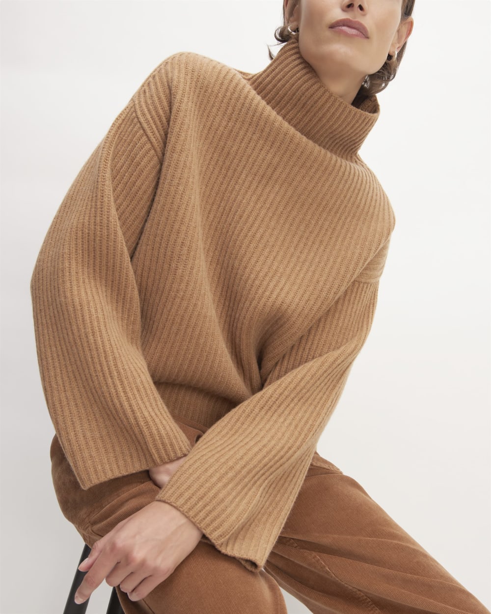 The Felted Merino Funnel-Neck Pullover | Deep Camel