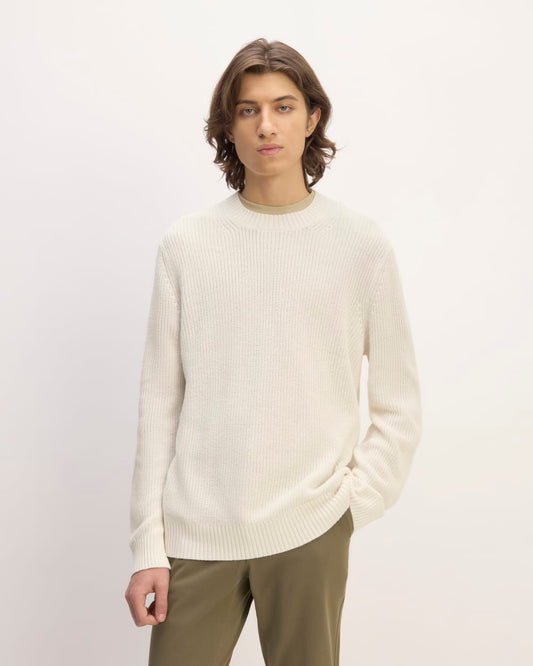 The No-Sweat Ribbed Crew | Heathered Canvas