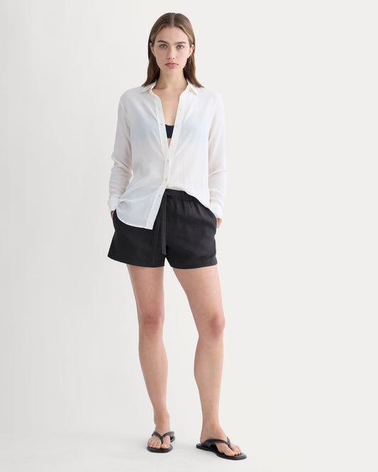 The Drawstring Boxer Short in Linen | Black
