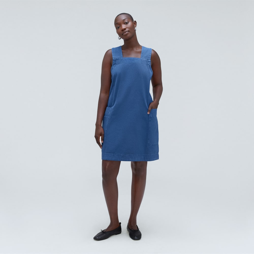 The Cross-Back Apron Mini Dress | Deep Blue