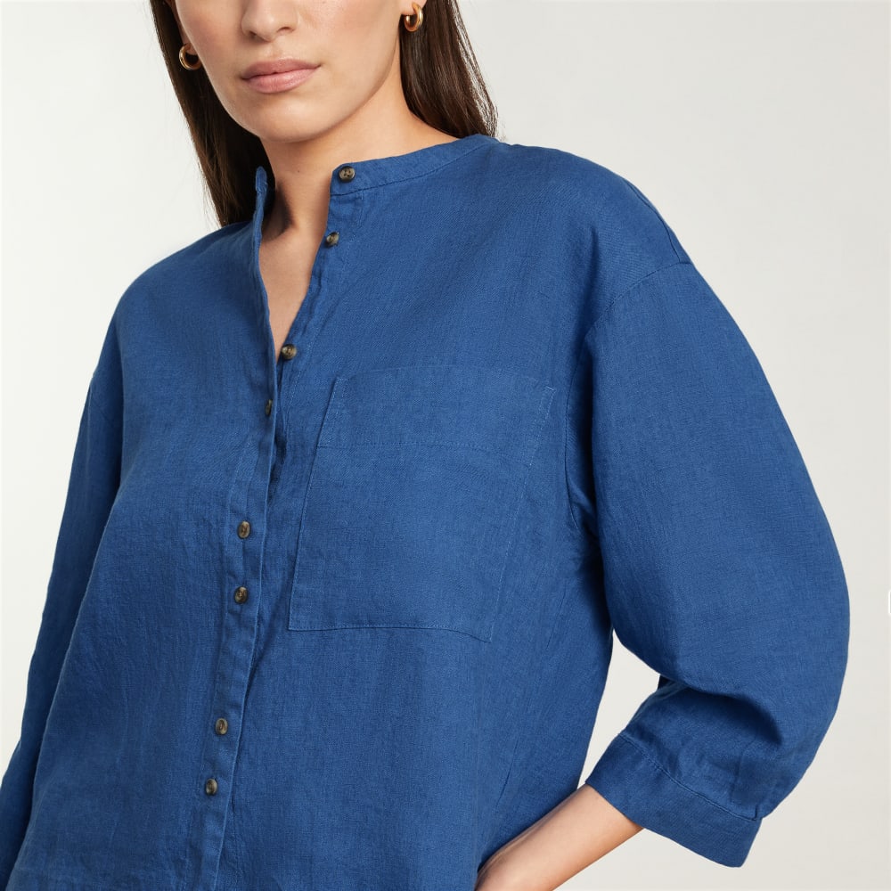 The Linen Billow Blouse | Deep Blue