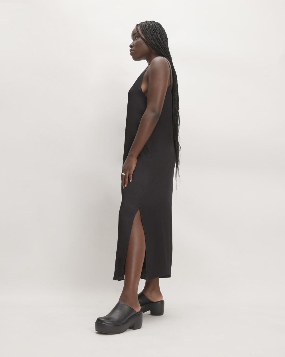 The Hammered Satin Slip Dress | Black