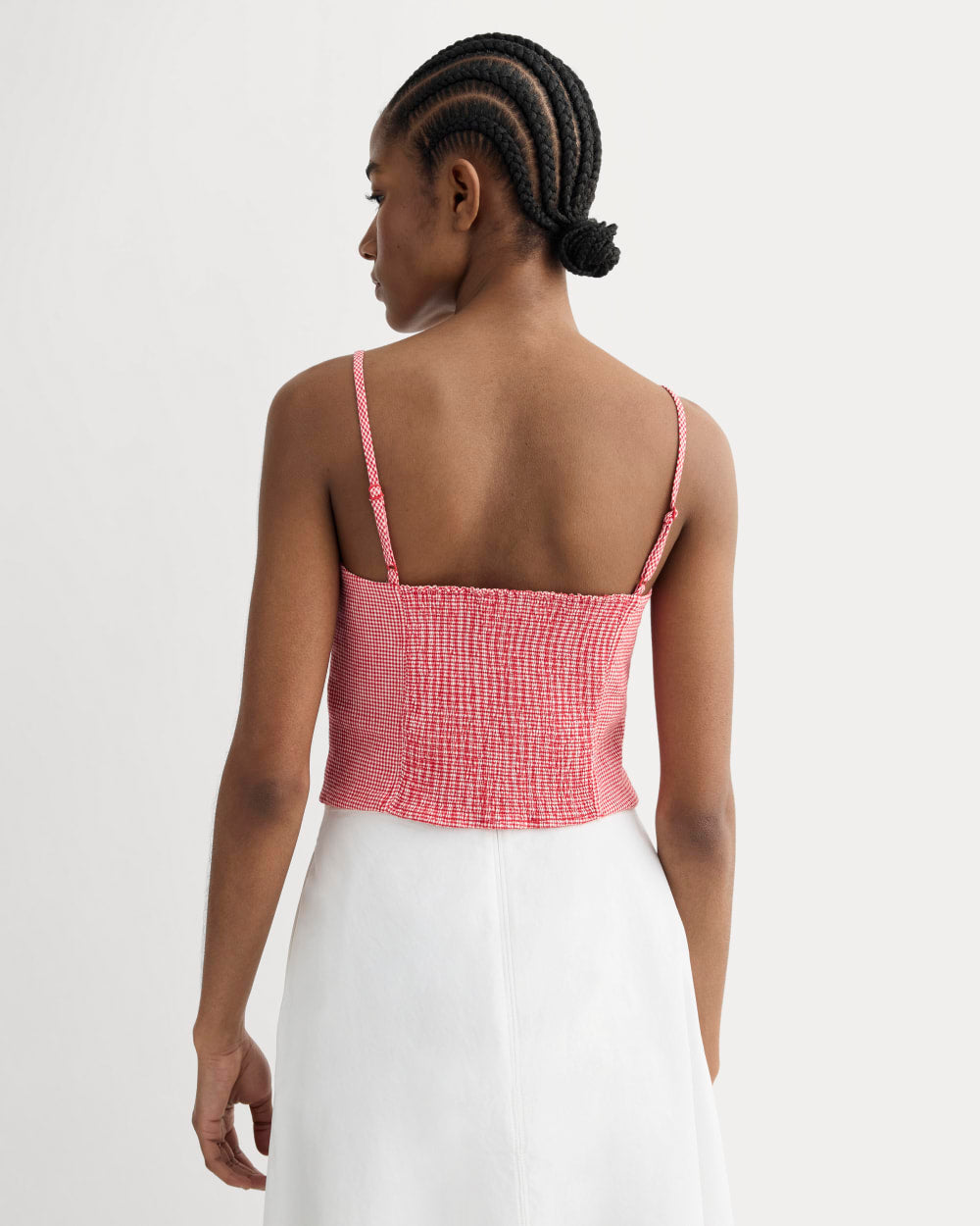 The Seamed Top in Stretch Linen | Classic Red Gingham