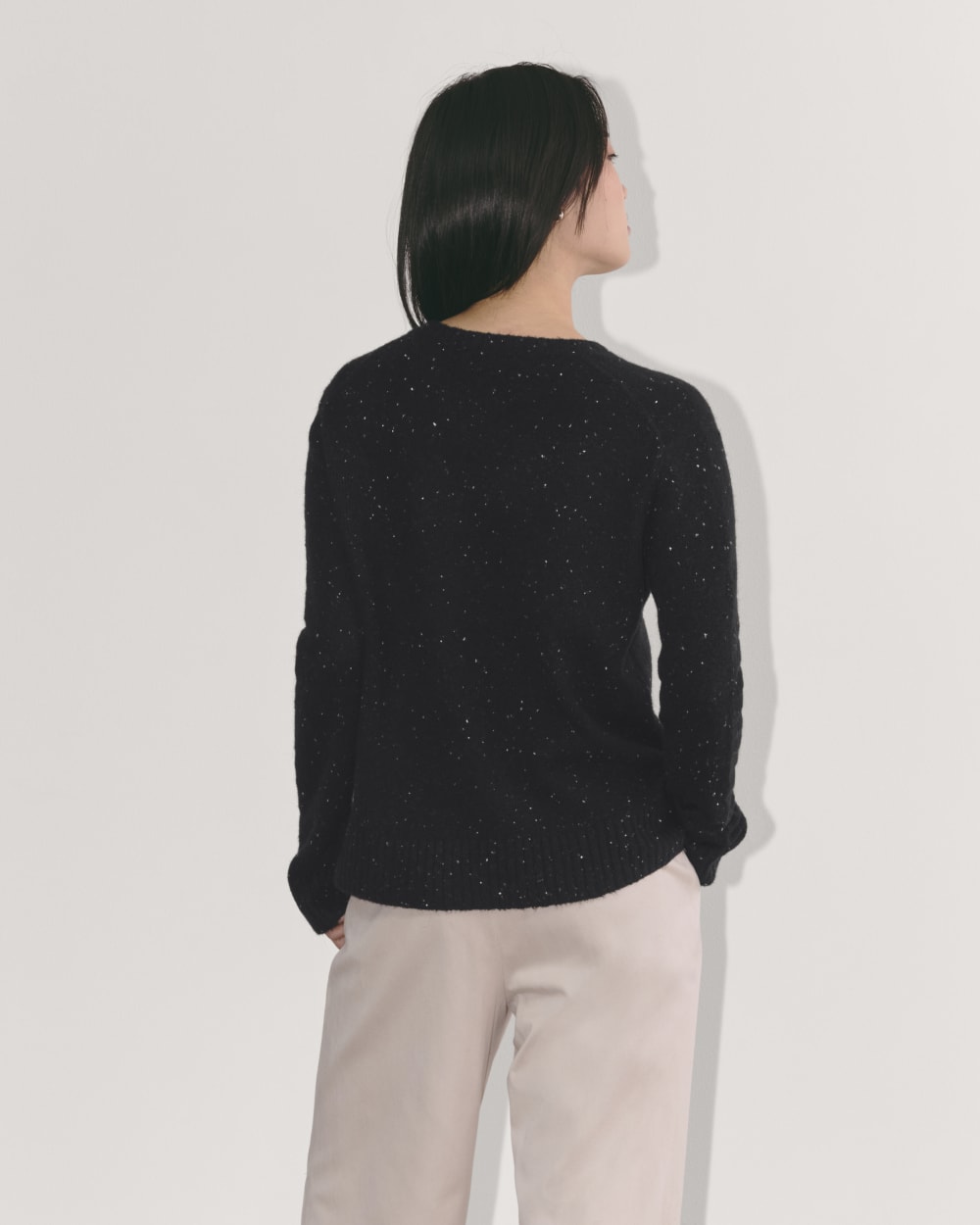 The V-Neck Sweater in Plush Cotton | Black Confetti