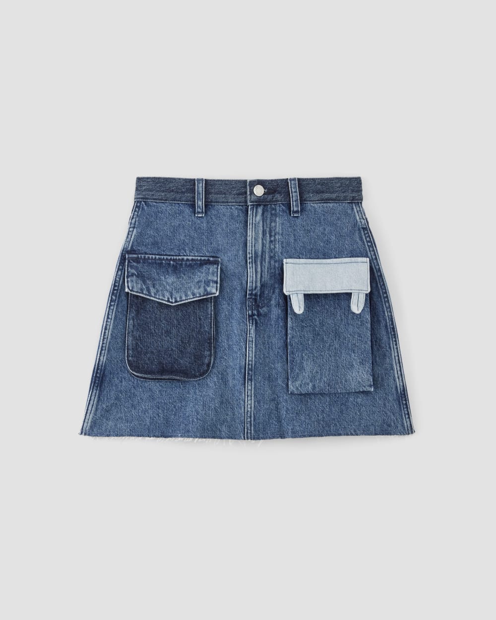 The Everlane x Marques' Almeida Denim Patchwork Mini Skirt | Diamond Blue