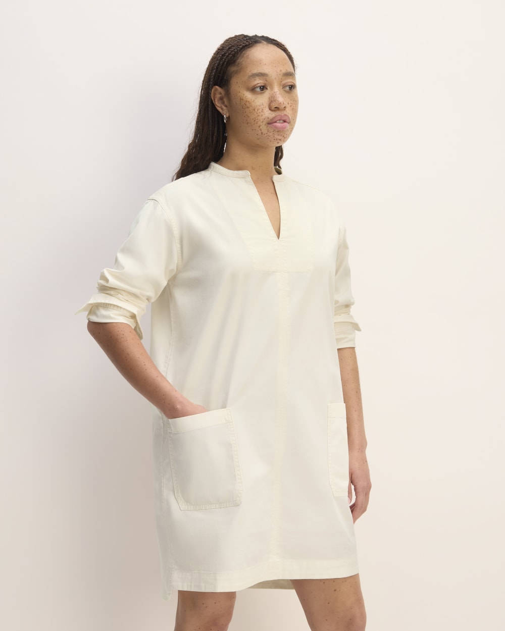 The Long-Sleeve Utility Mini Dress | Bone