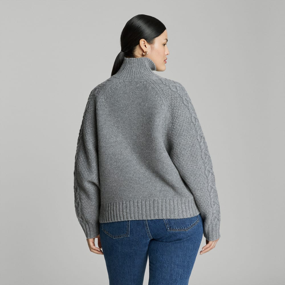The Felted Merino Cable Sweater | Heathered Mid-Grey