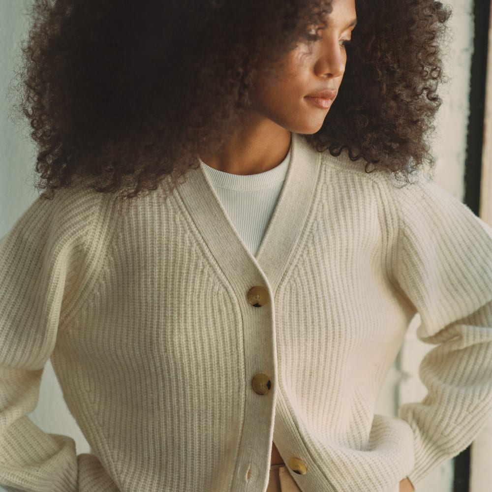 The Felted Merino Cardigan | Heathered Oat