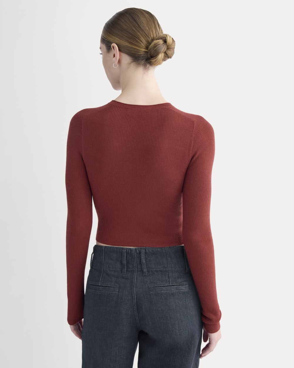 The Cropped Crew Top in Ultrafine Merino | Merlot
