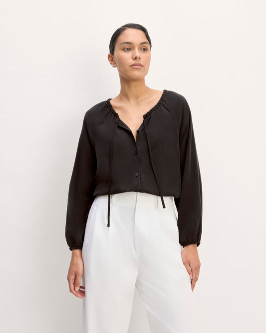 The Gathered Shirt in Butterlite | Black