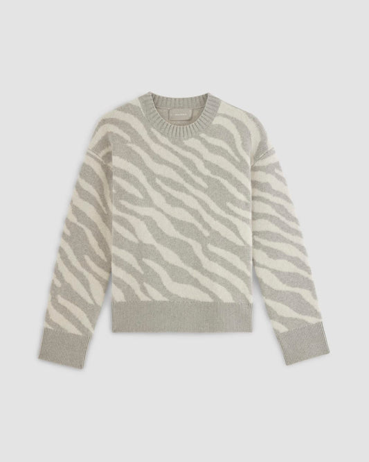The Alpaca Tiger Jacquard Crewneck | Heathered Grey / Snow
