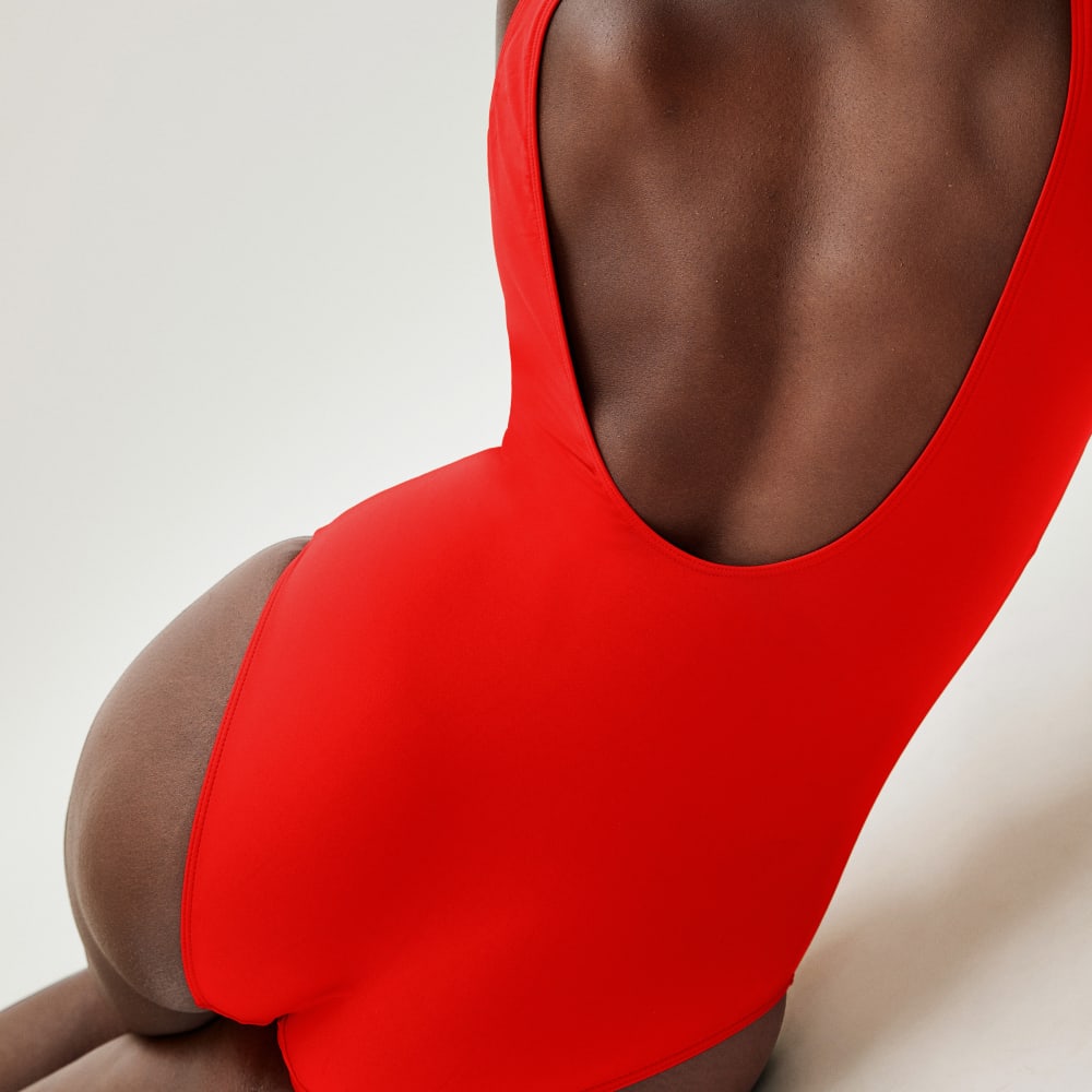 The Square-Neck One-Piece | Bright Red