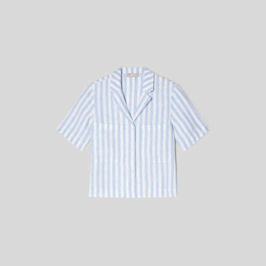 The Linen Workwear Shirt | Blue / White