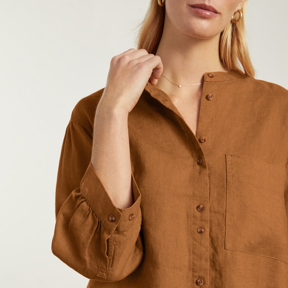 The Linen Billow Blouse | Tawny Brown
