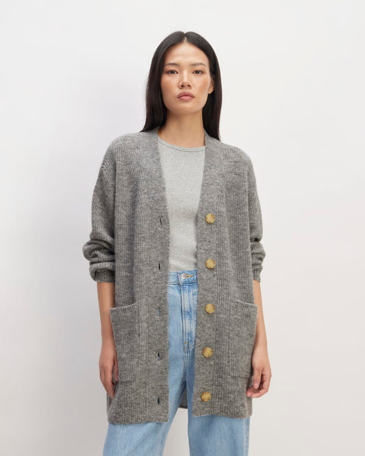 The Oversized Alpaca Pocket Cardigan | Heathered Stone