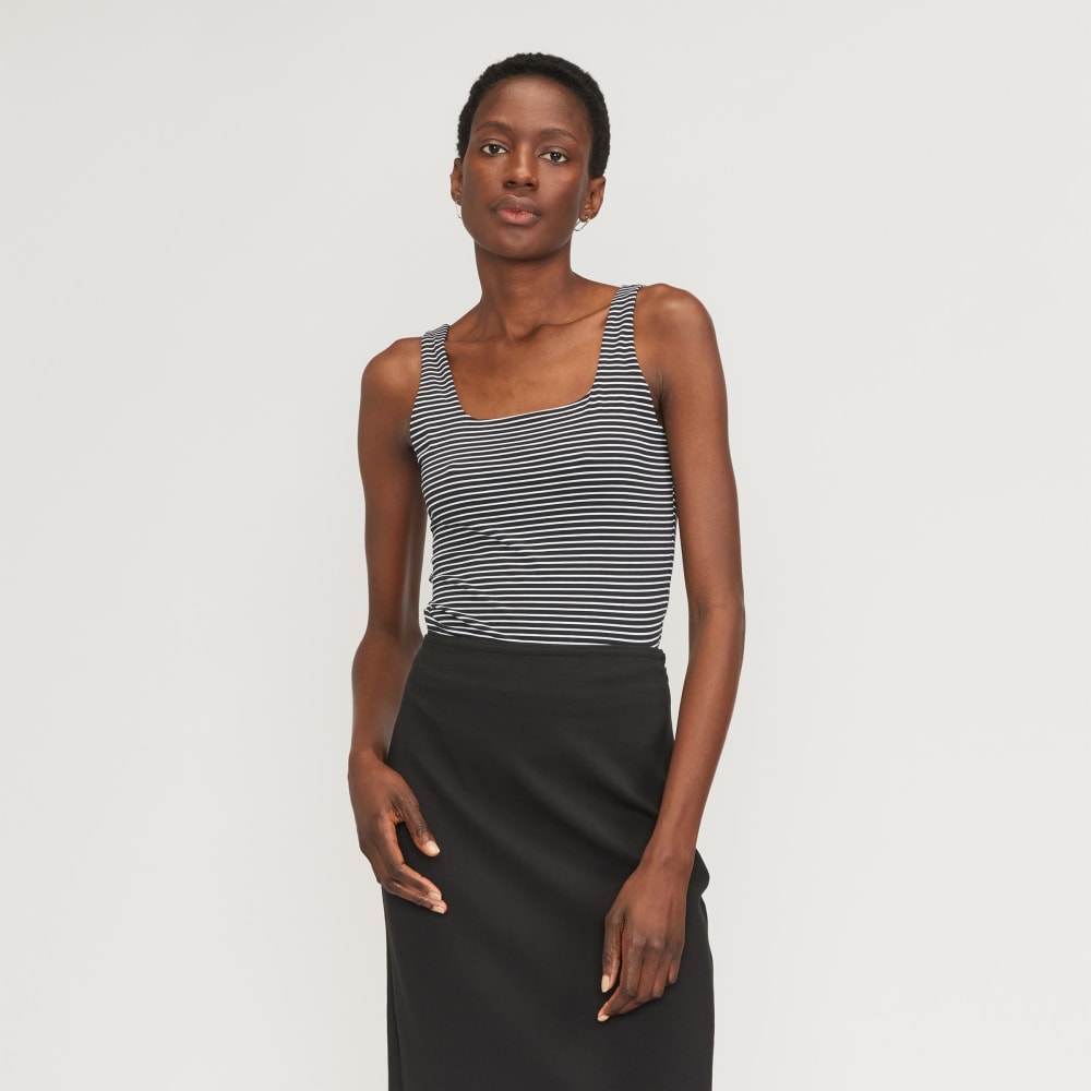 The Supima® Sleeveless Top | Black / White