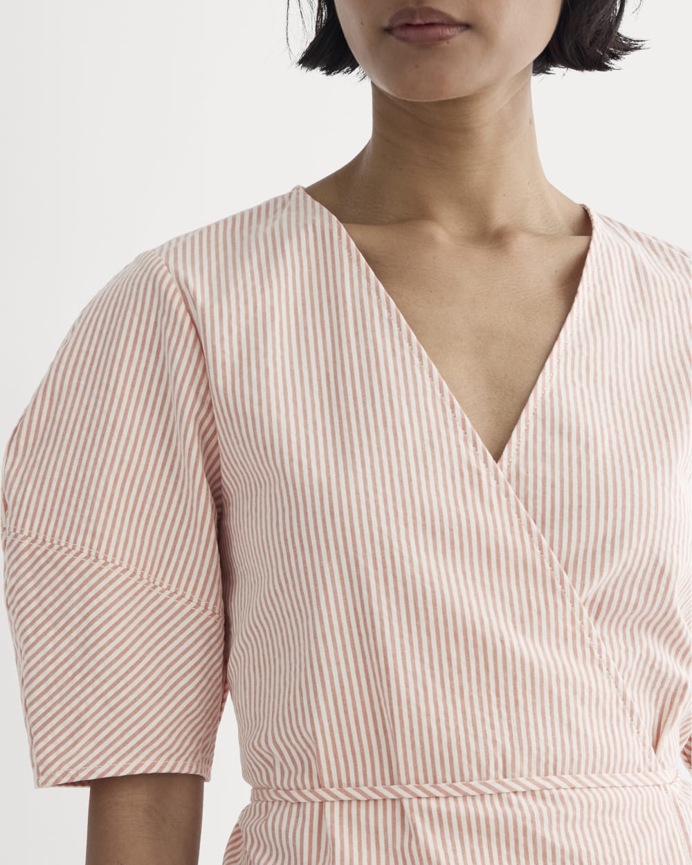 The Seersucker Mini Wrap Dress | Soft Orange