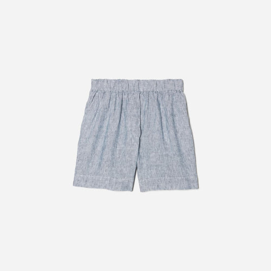 The Linen Boxer Short | Blue / White Pinstripe