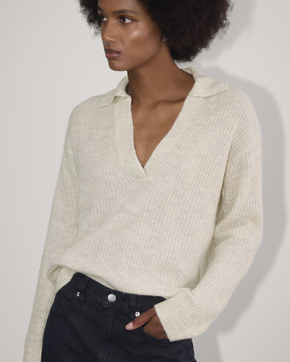 The Oversized Polo in Alpaca | Almond