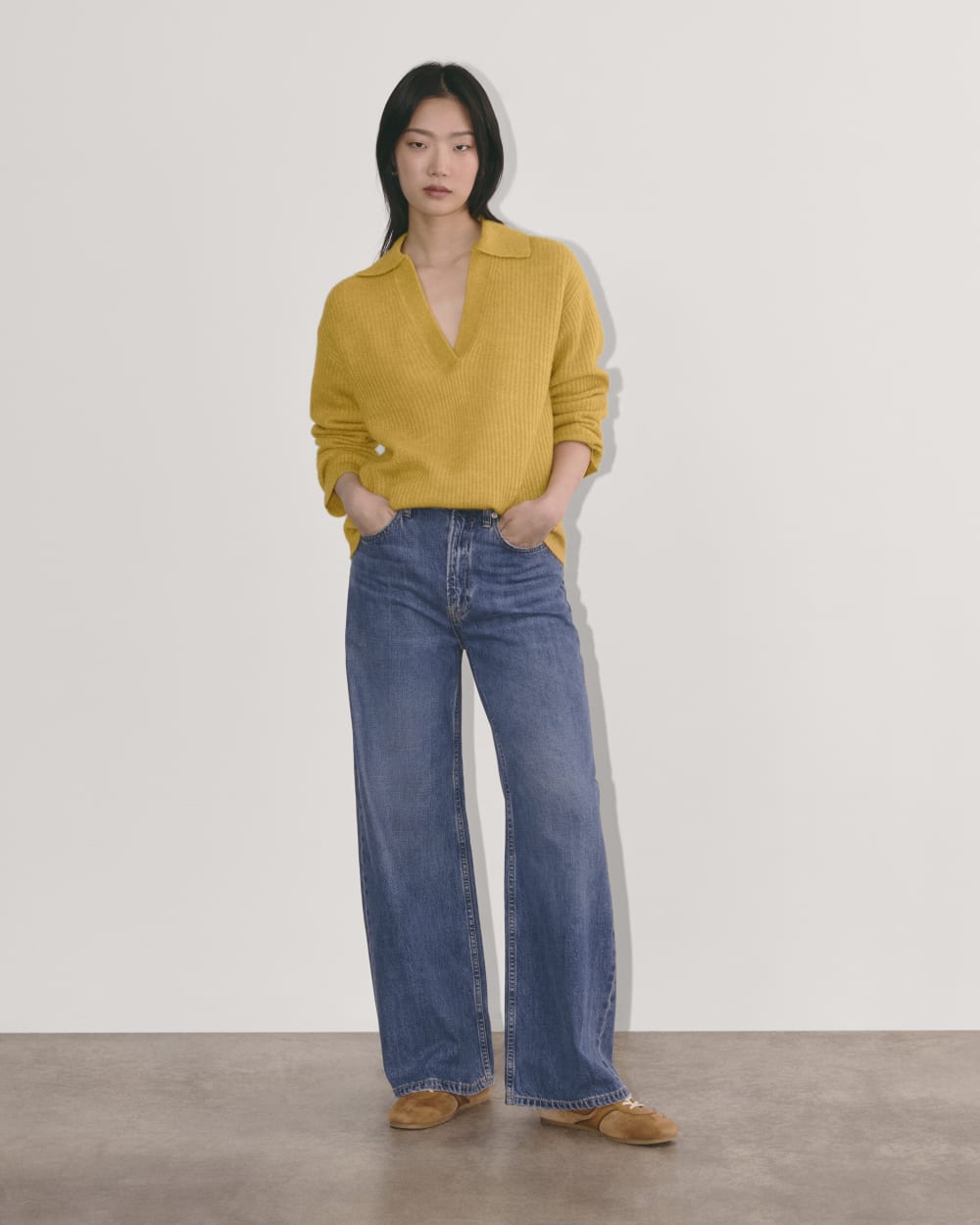 The Oversized Polo in Alpaca | Golden Yellow