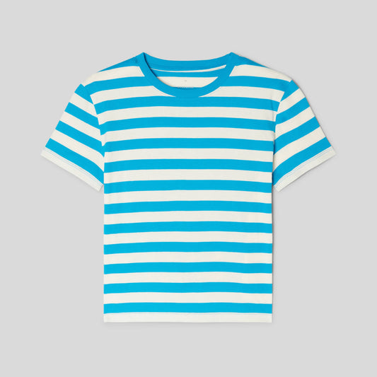 The Box-Cut Tee in Essential Cotton | Horizon Blue / Canvas Tan | No Pocket