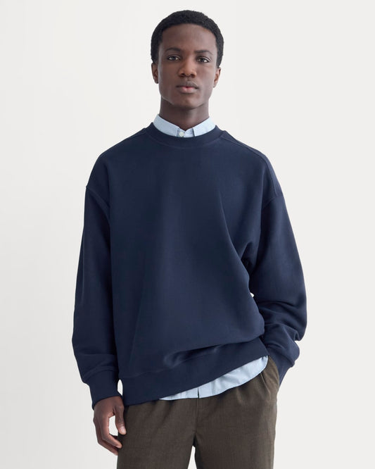 Twill Terry Jacquard Crew Sweatshirt | Navy