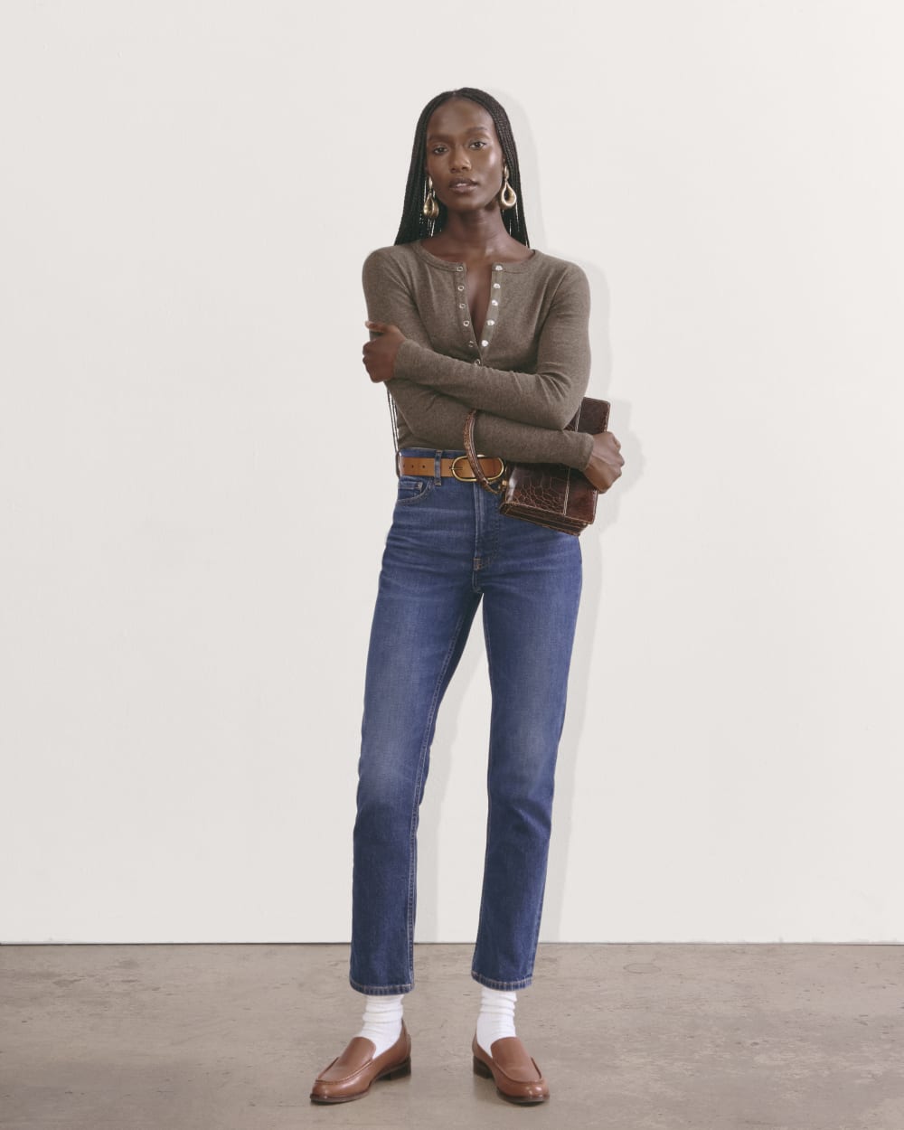 The Luxe Rib Henley | Heathered Fatigue