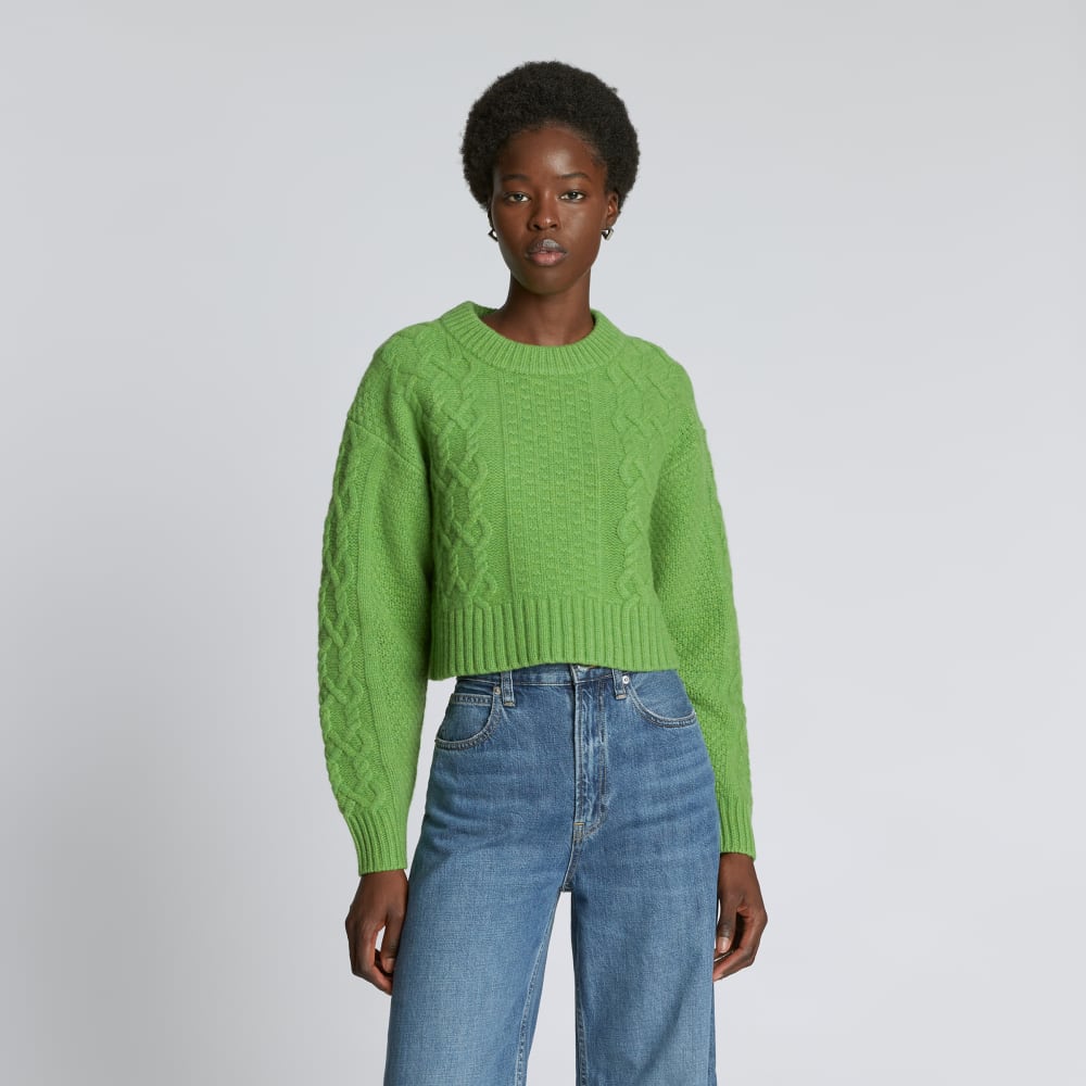 The Felted Merino Cropped Cable Sweater | Salted Lime
