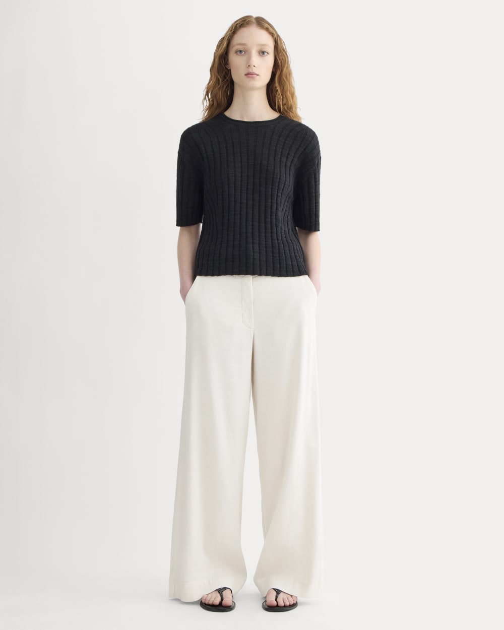 The Oversized Tee in Cotton Linen | Black