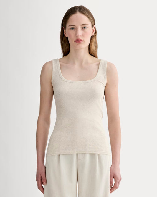 The Luxe Rib Square-Neck Tank | Heathered Oat