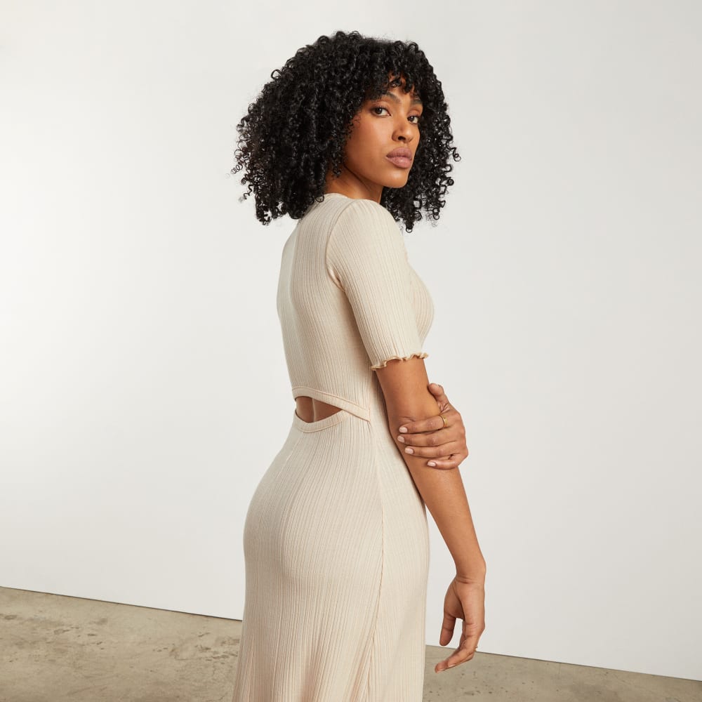 The Open Back Rib Dress | Parchment