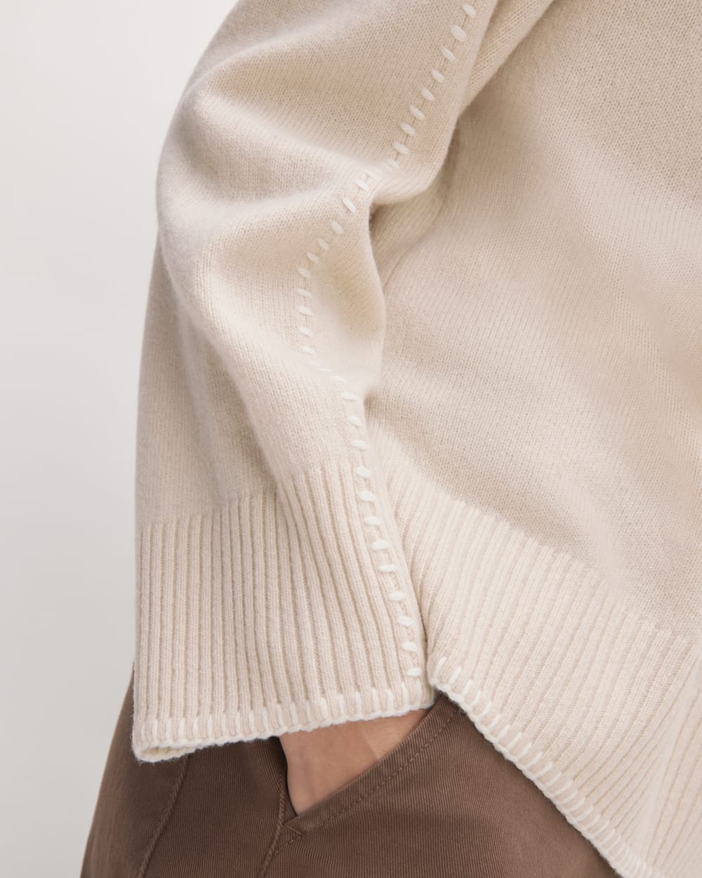 The Good Merino Wool Crewneck Sweater | Buttermilk / White