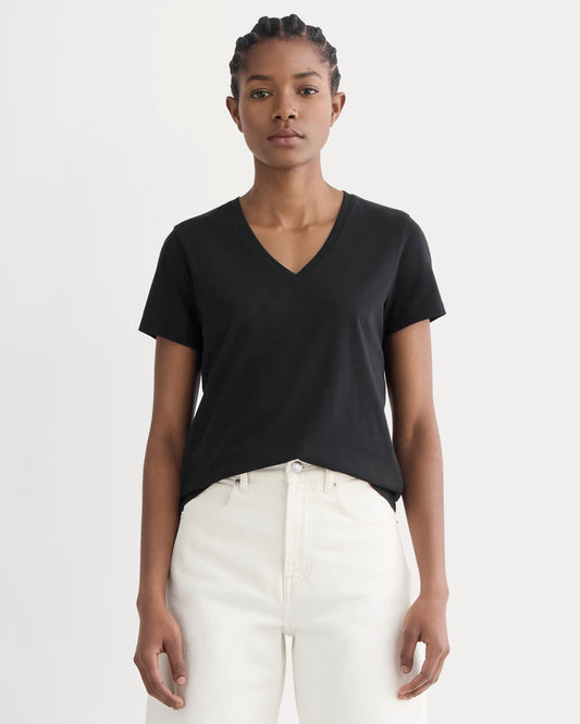 The Slim V-Neck Tee in Essential Cotton | Black