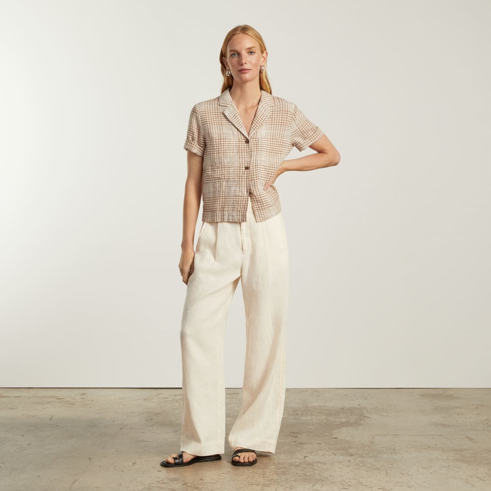 The Linen Workwear Shirt | Iced Coffee Grid