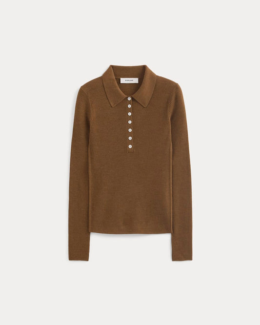 The Polo in Ultrasoft Merino | Heathered Toffee