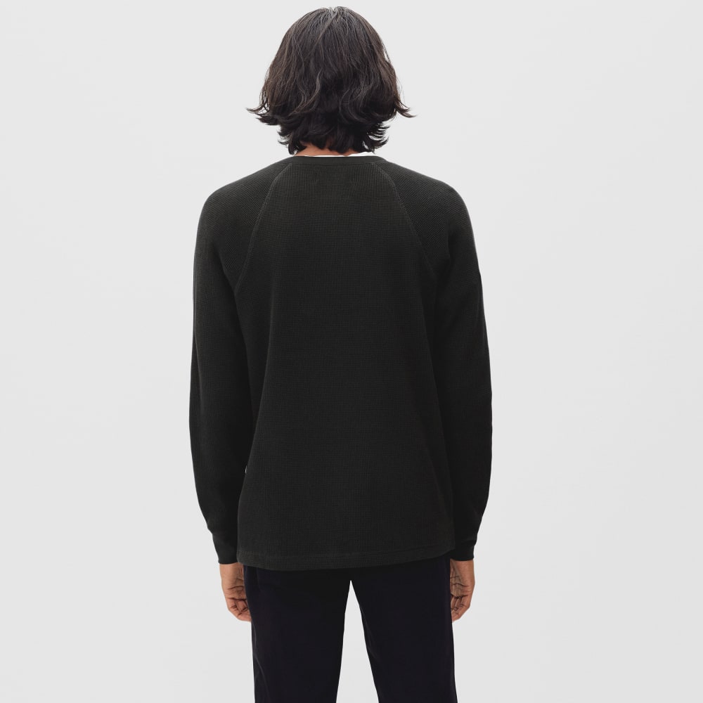 The Waffle Long-Sleeve Henley Tee | Black