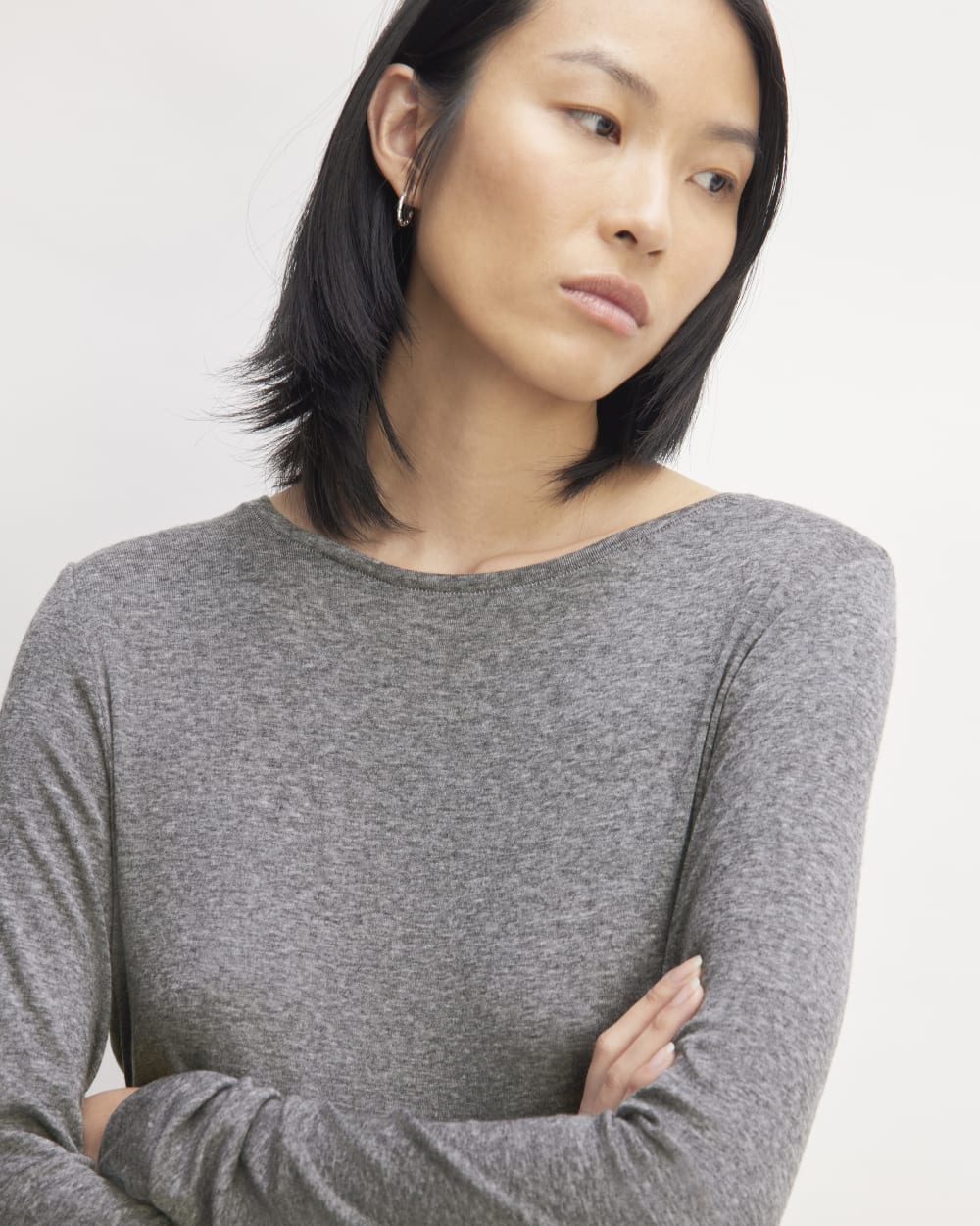 The Long-Sleeve Tee in Butterluxe | Heather Charcoal