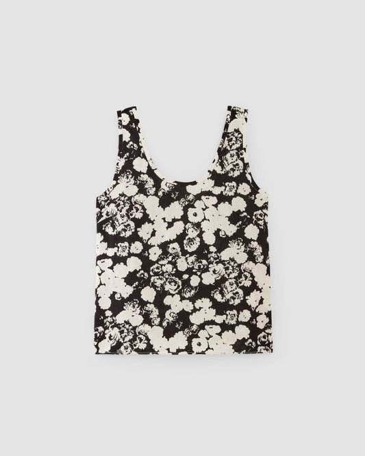 The Scoop Tank in Linen | Black / Bone Floral
