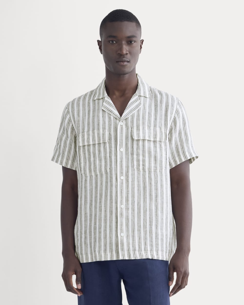 The Resort Shirt in Linen | Bone / Black