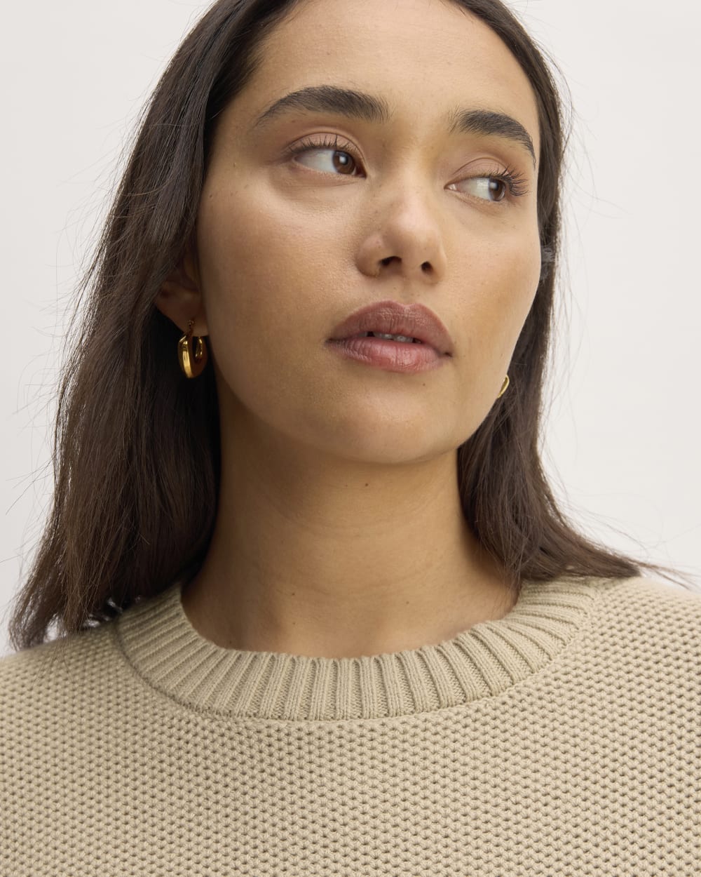 The Cotton Honeycomb Square Crew | Trench Coat Khaki