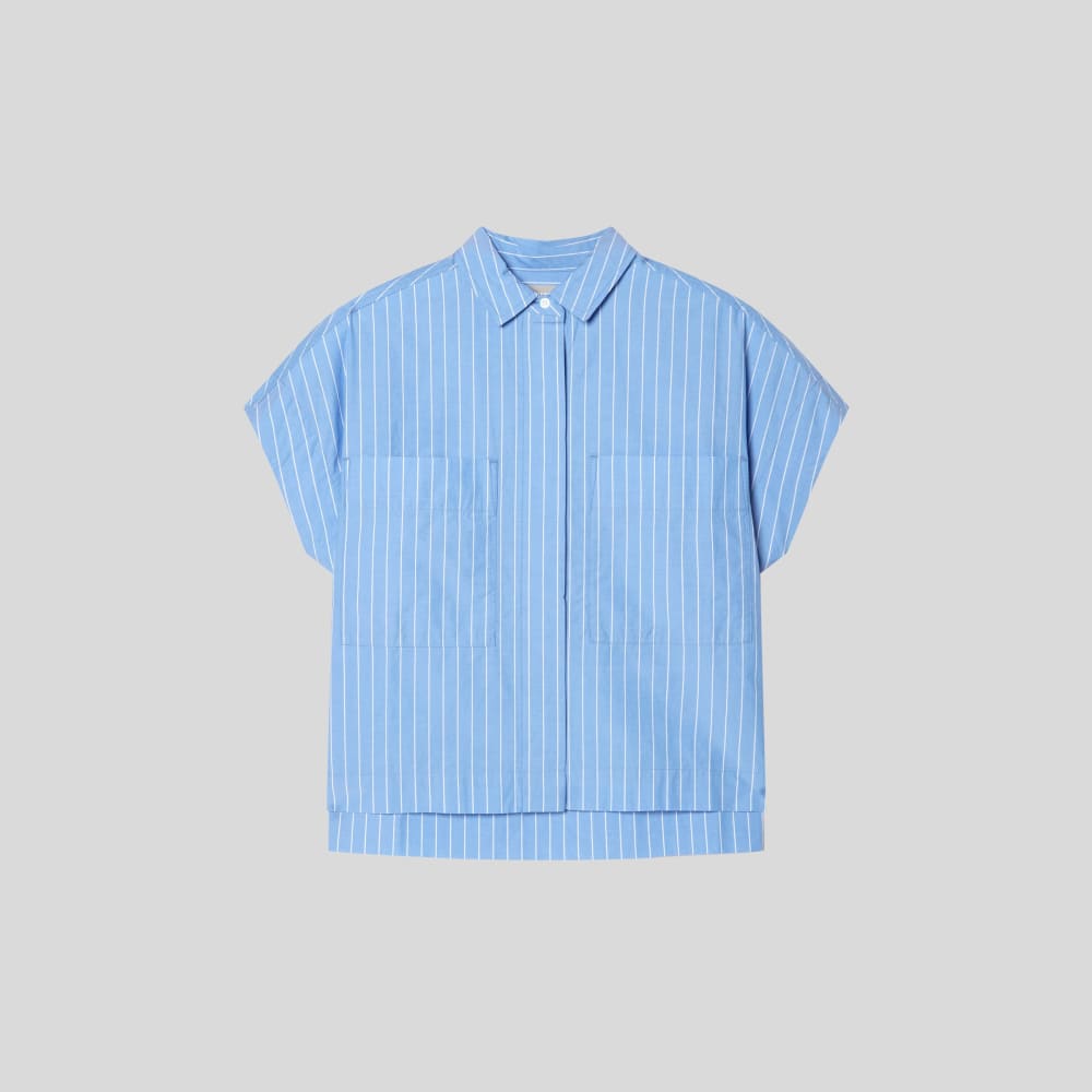 The Short-Sleeve Box Shirt |  Mariner Blue / White